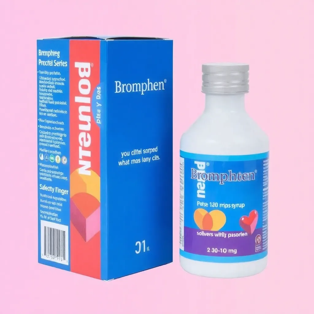 Bottle of Bromphen PSE DM 2-30-10 mg/5 ml syrup, used to relieve cold and allergy symptoms such as congestion, cough, and runny nose.