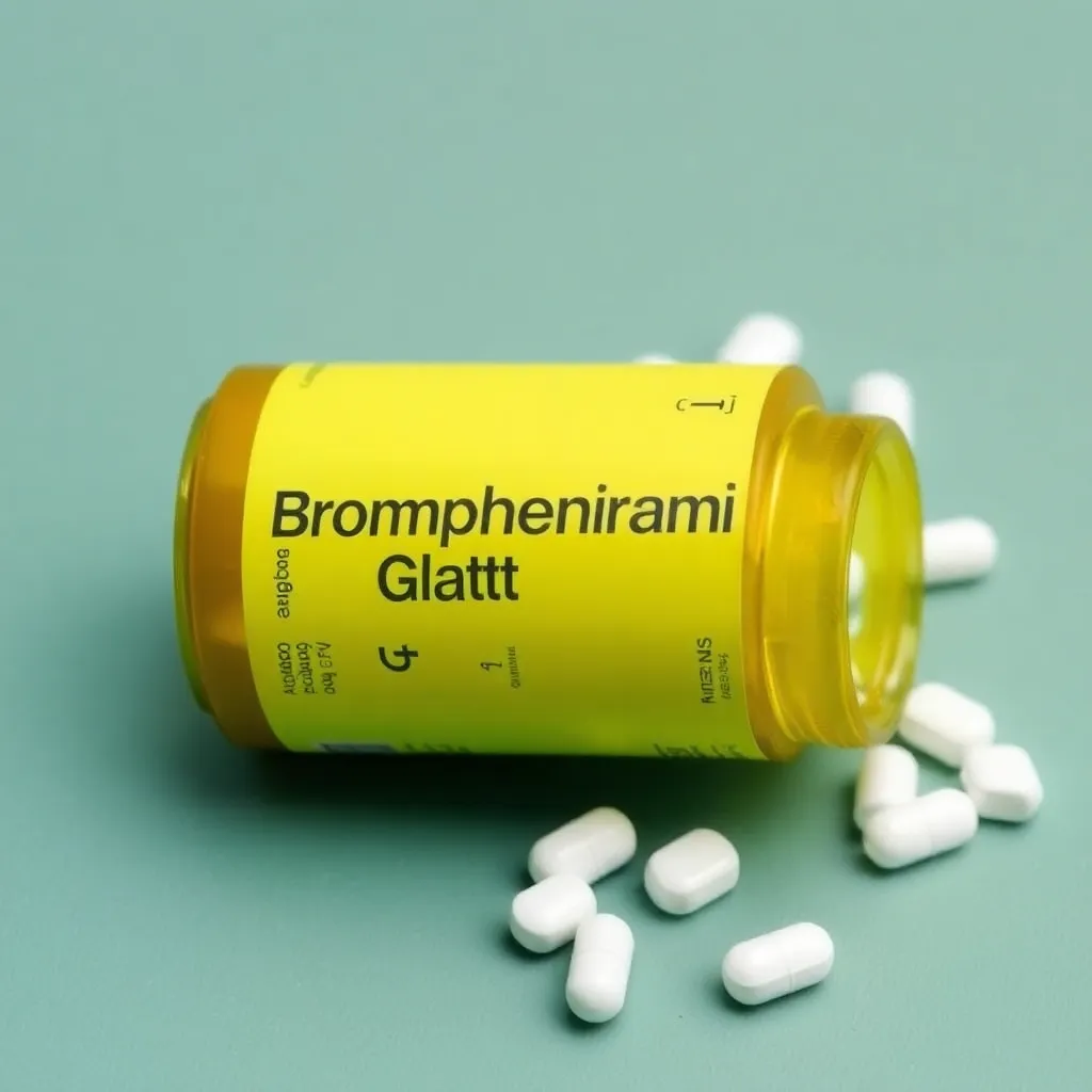 Close-up of brompheniramine maleate tablets used for allergy and cold symptom relief.